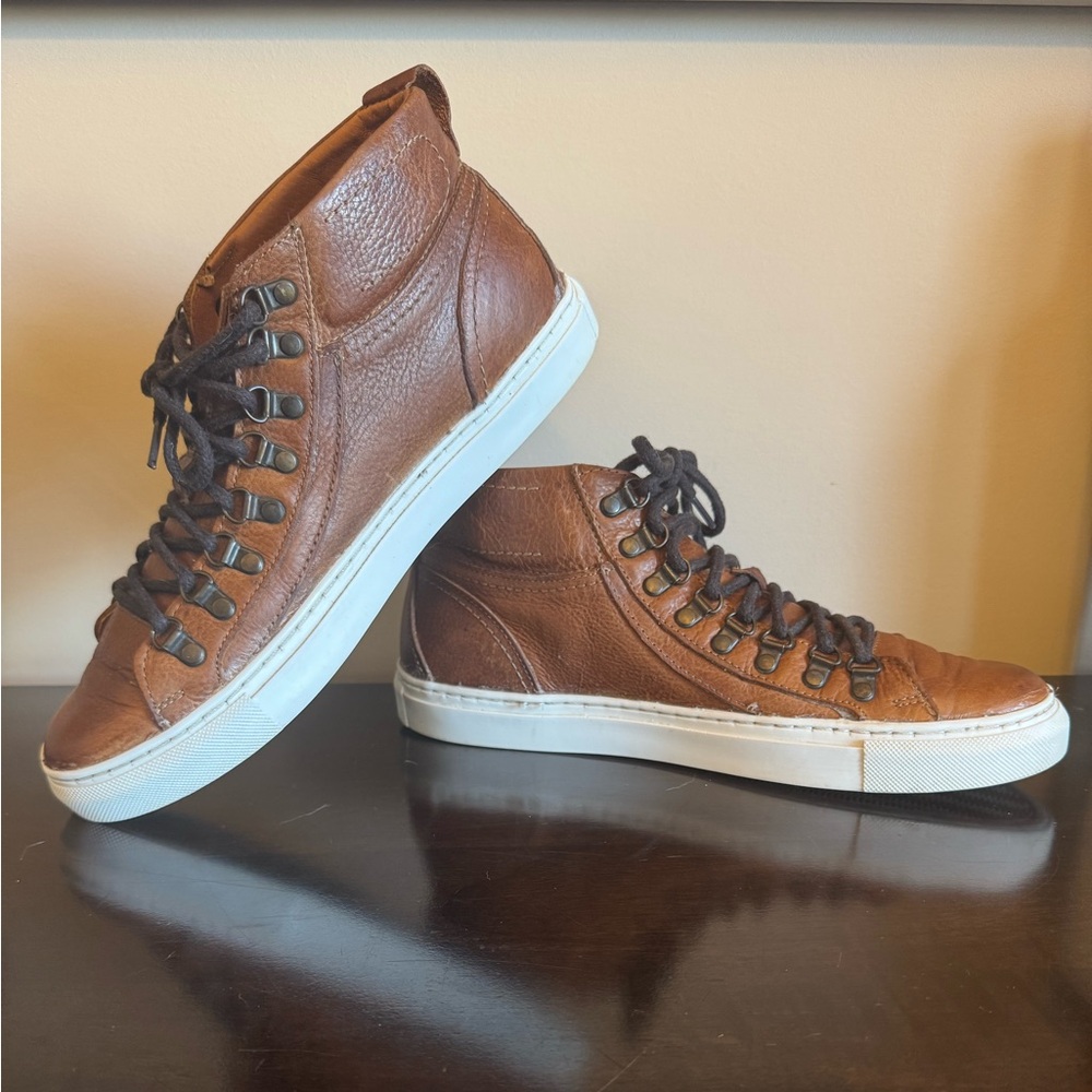 Freebird Brown Leather High-Top Sneakers